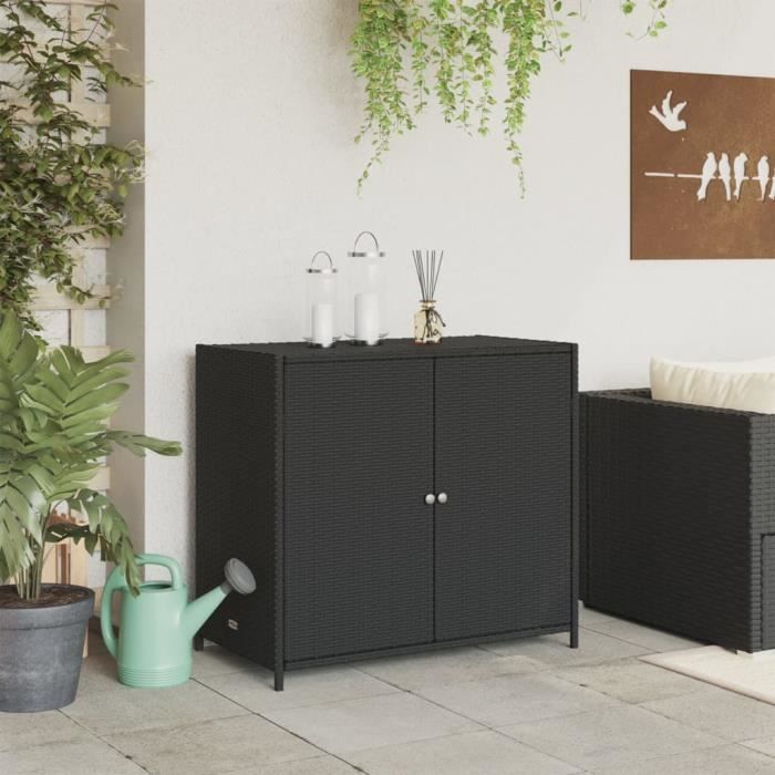 Armario de almacenamiento - VIDAXL - 83x45x76 cm - Resina tejida - Negro - Exterior