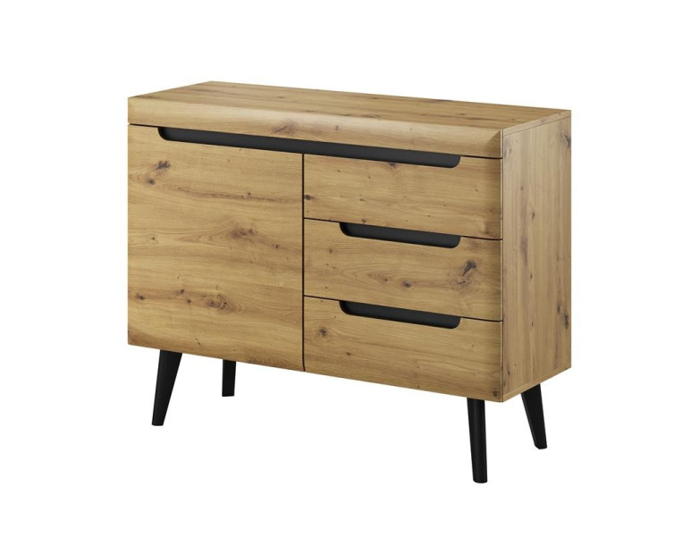 Komoda szuflady na wysokich nogach 107 cm Dąb Artisan Czarny