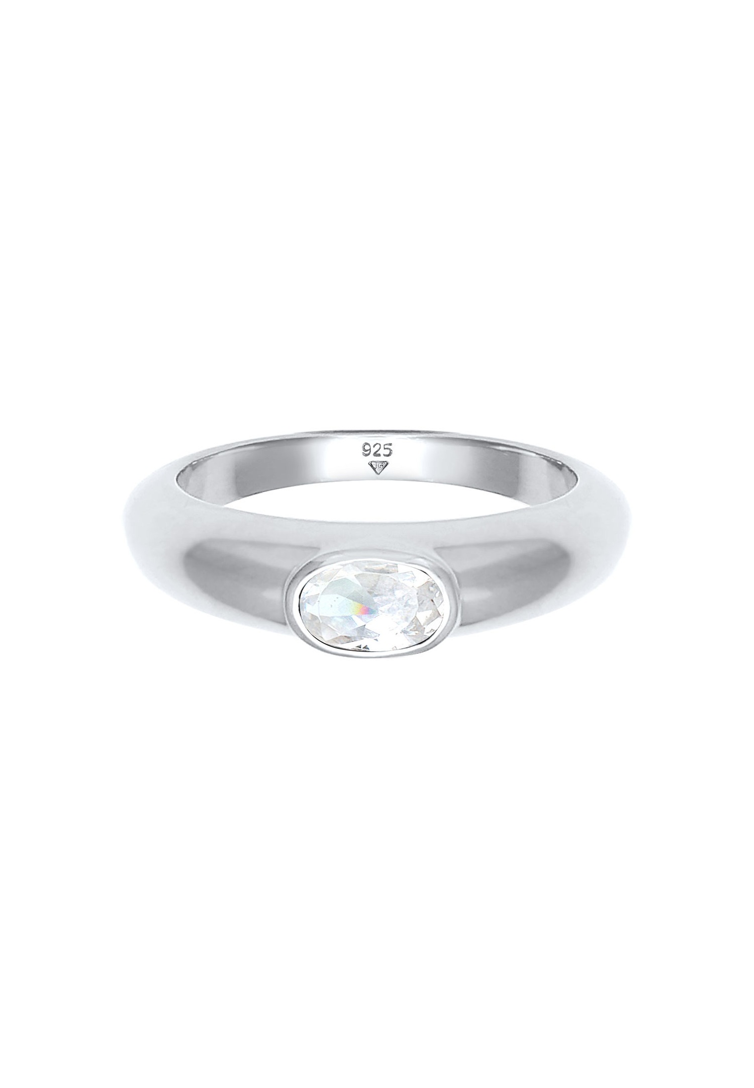 Elli Bague pour femme Solitaire vert ovale avec cristal de zirconium en argent sterling 925 plaqué or