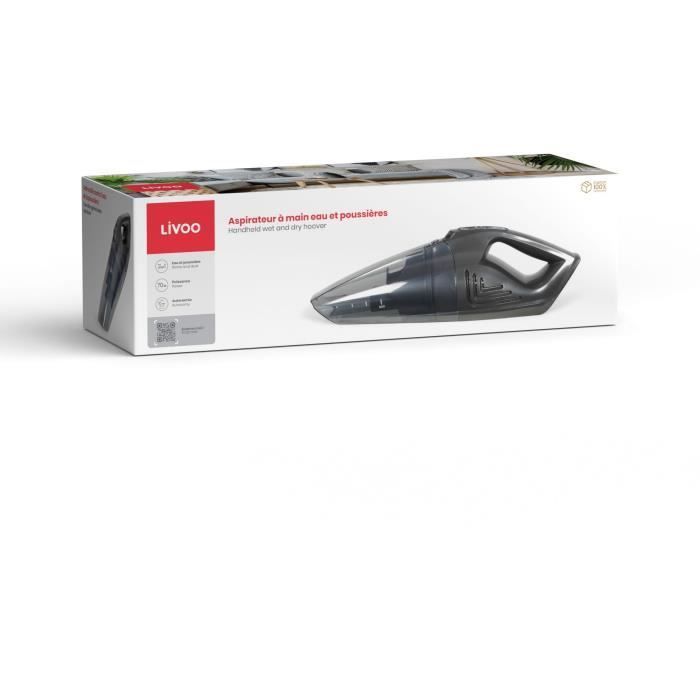 Aspirateur à main eau et poussières - LIVOO - DOH137G - 70 W - 2 en 1 - Filtre lavable - Réservoir 150 / 550 ml - Gris
