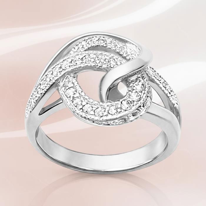 Anello da donna in argento sterling 925 rodiato – Design intrecciato con zirconi cubici – Gioiello elegante e moderno – Punzonato – Idea regalo