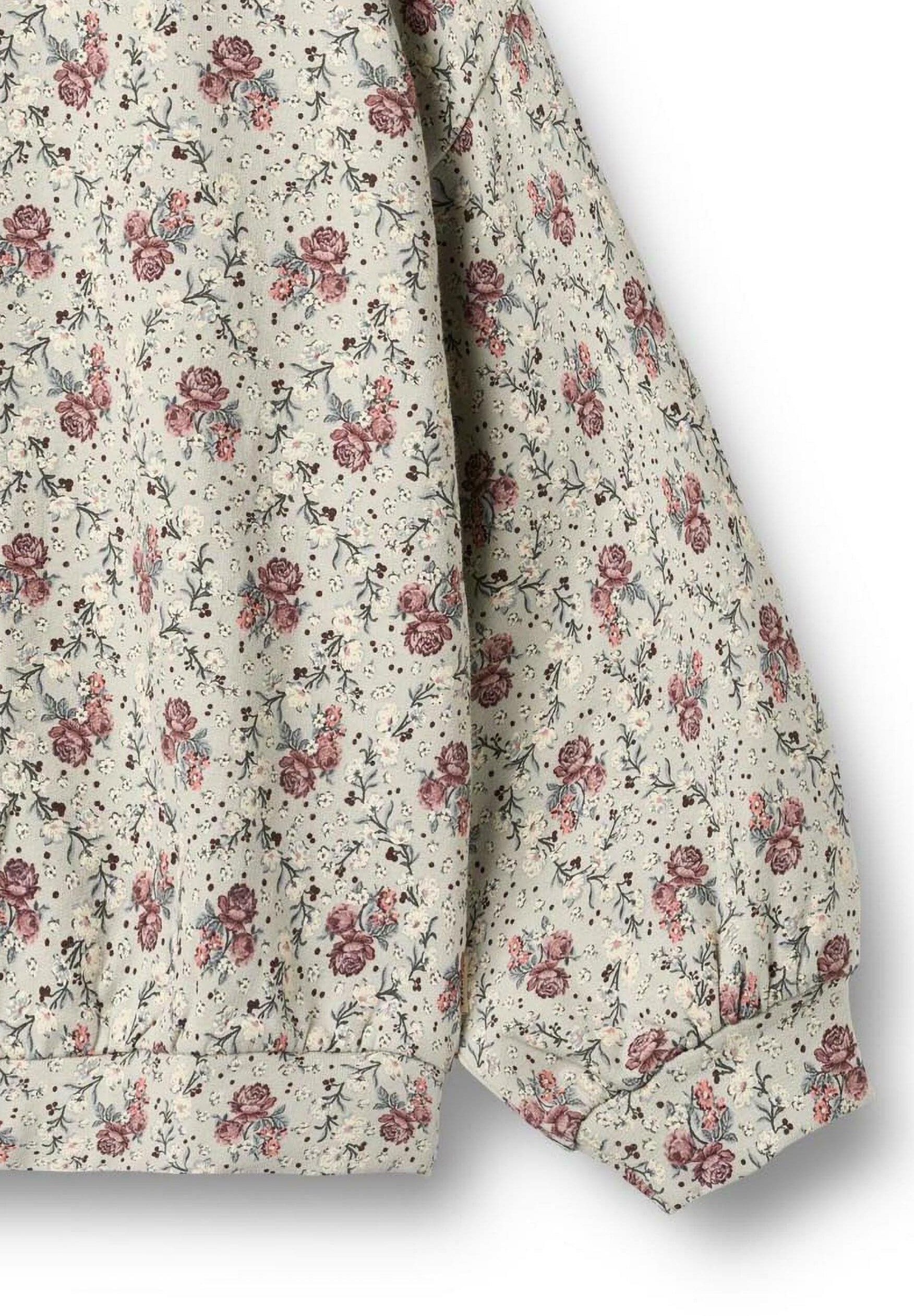 Sweat-shirt couleur blé - fleurs légèrement vertes