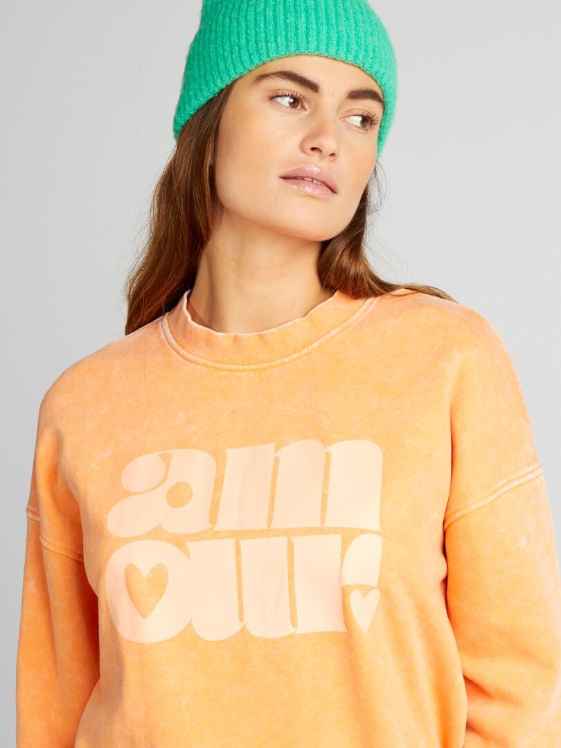 Sweatshirt met vervaagd effect - ORANJE