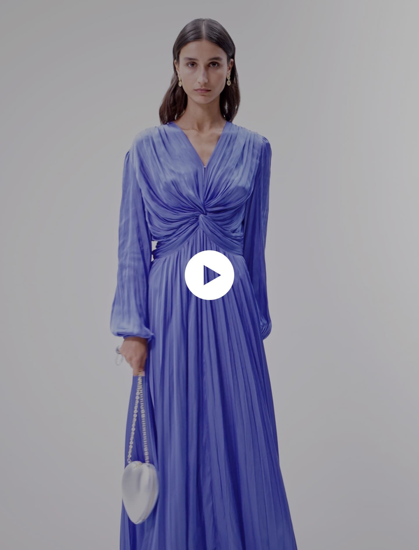 Lange satijnen gedrapeerde jurk - Violet