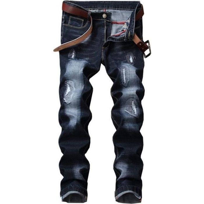 Pantalones vaqueros de hombre con rotos y corte regular - INSFITY - Azul - Hombre - Talla estándar