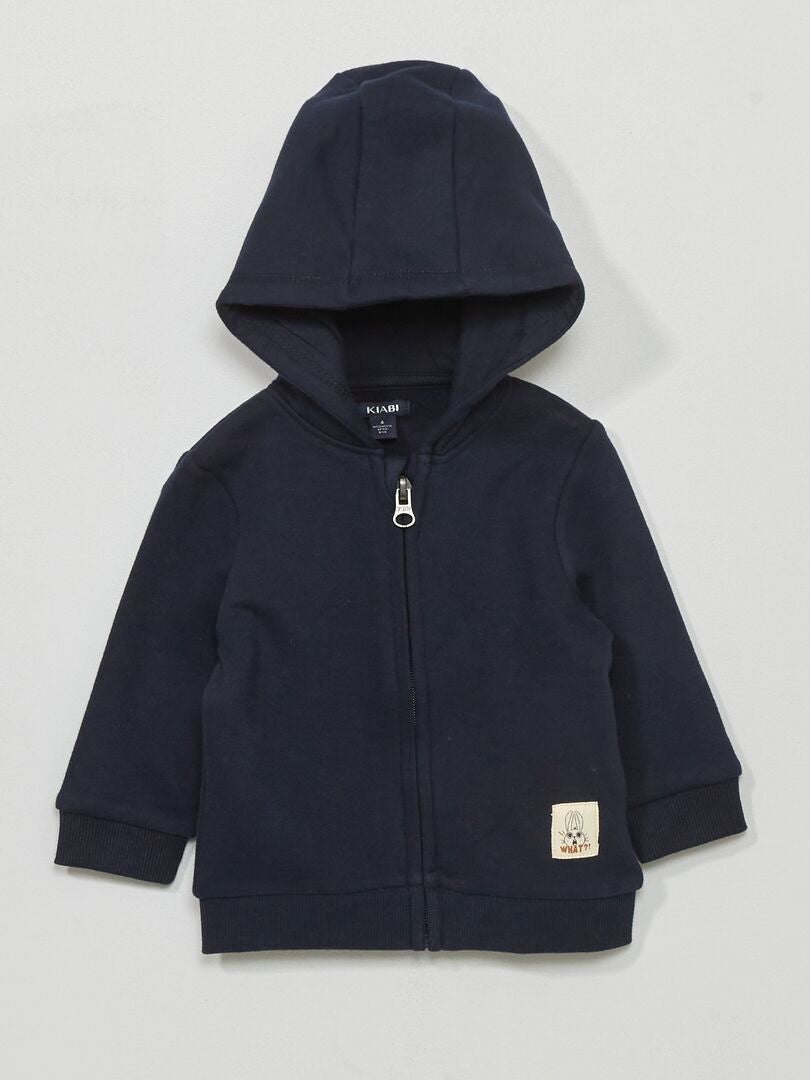 Trui met rits van fleecestof - blauw