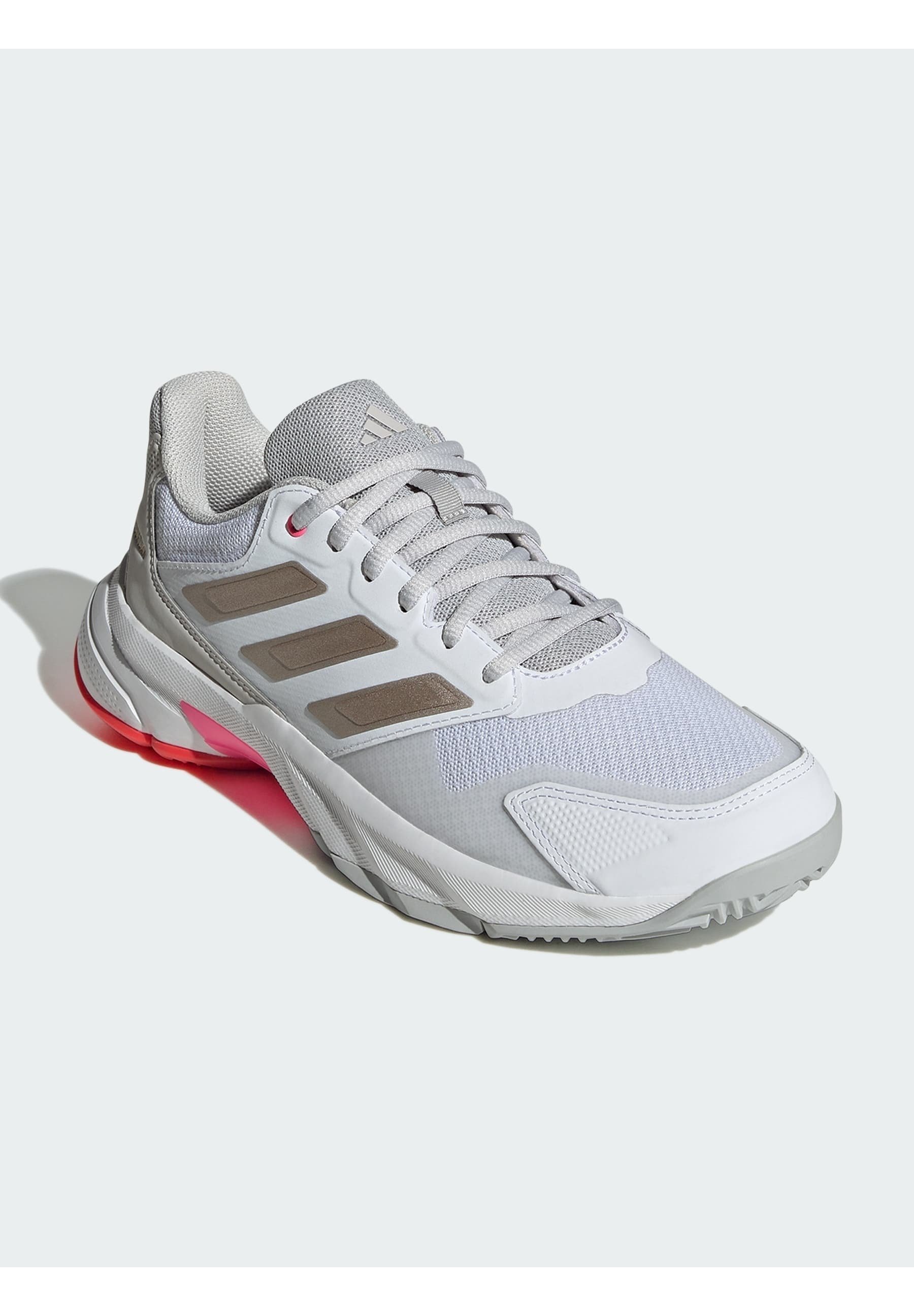 adidas Performance COURTJAM CONTROL - Scarpe da tennis multi-campo - bianco nuvola ferro metallizzato rosso lucido