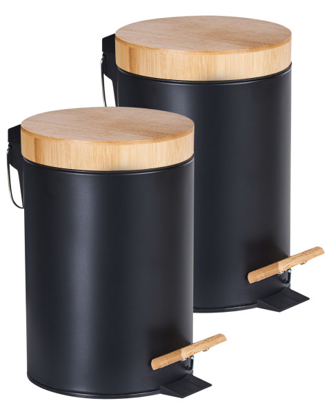 Zestaw 2 koszy na śmieci z pedałem 3 L ECOSMART Metal Czarny