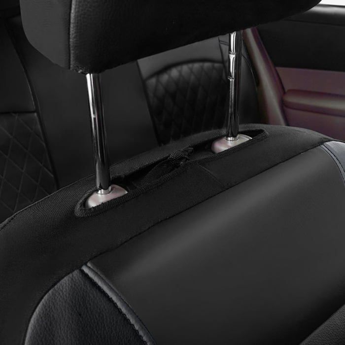 Set completo di 2 coprisedili universali per auto, coprisedili in similpelle impermeabili, set di etichette
