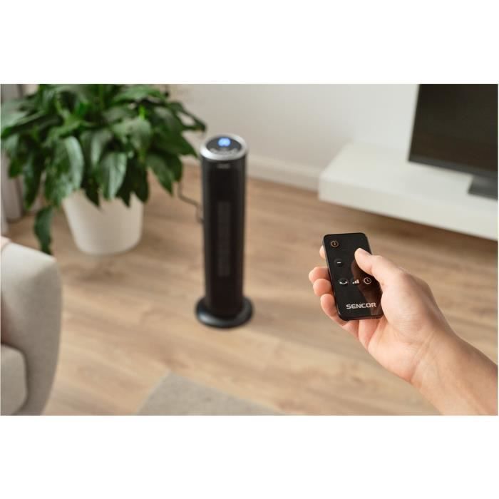 SENCOR SFH 8990BK Ceramic Tower Radiator - Up to 2000 W - 3 Modes - 24 m² / 60 m³ - Remote Control - Black