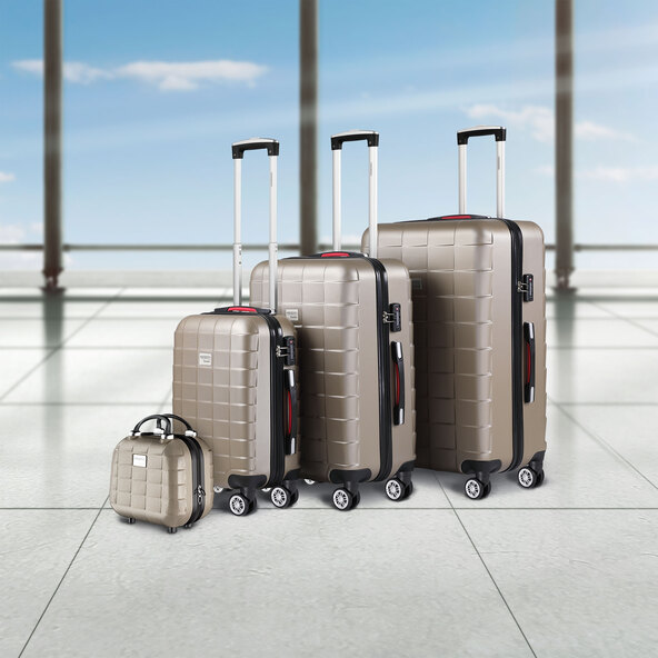 Exopack hard-shell suitcase set including beauty case, champagne