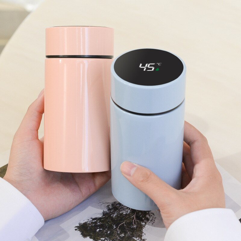 Termo inteligente de 200 ml con pantalla de temperatura inteligente, fabricado en acero inoxidable, con filtro y forma de taza de té.