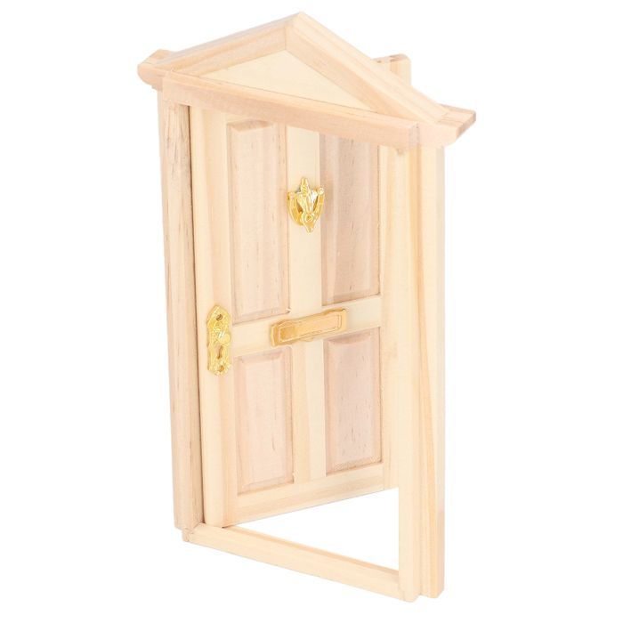Miniature Wooden Door 1:12 Birch Wood Miniature Door with Arrow Design Dollhouse Furniture Accessories