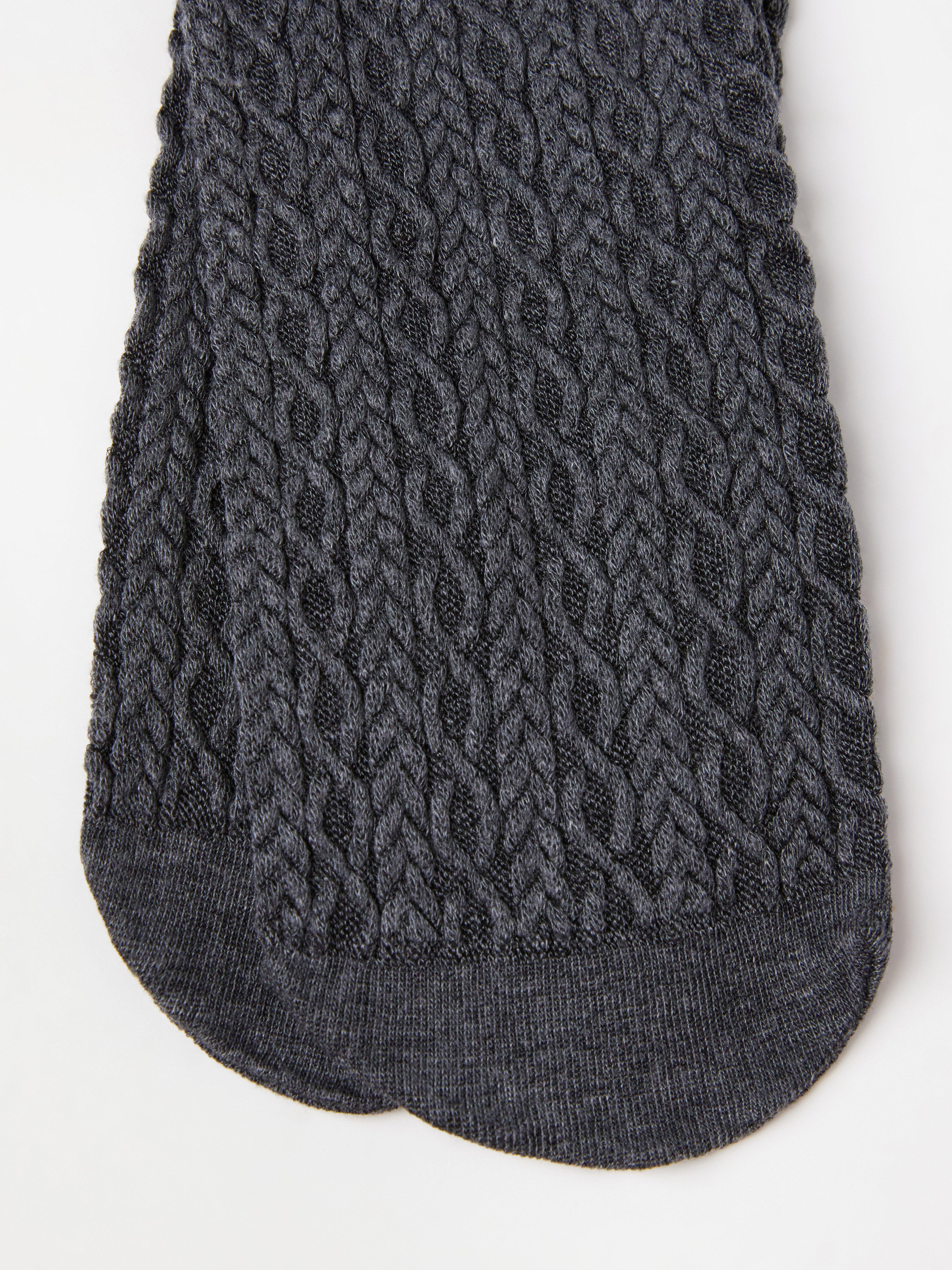 Kabelstickad strumpbyxa Grey Melange