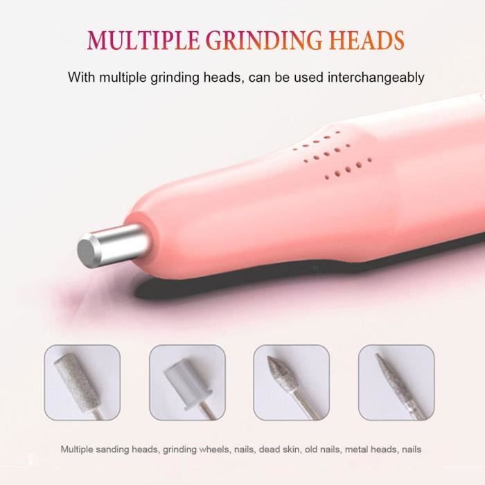 UMIWE Máquina Elétrica de Polimento de Unhas para Manicure e Pedicure, Lixadeira para Unhas Artísticas, Rosa