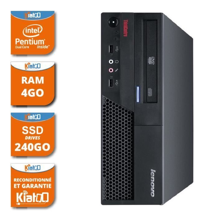 Ordinateur de bureau lenovo thinkcenter M58 intel dual core 4go ram 240 go disque dur SSD, windows 7, pc reconditionné
