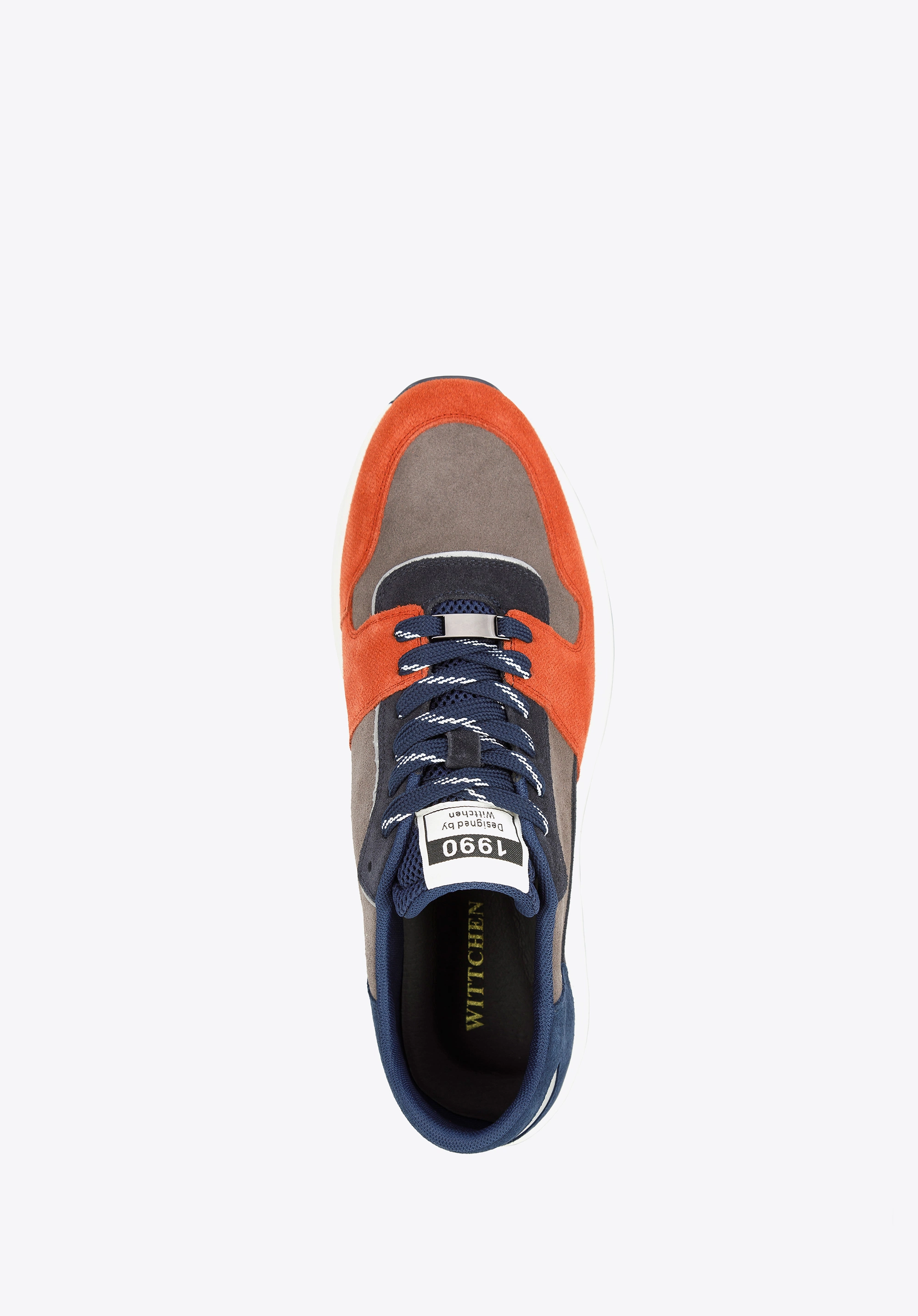 Męskie sneakersy z odblaskową wstawką szaro-pomarańczowe