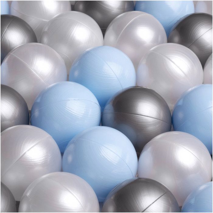MISIOO Round Ball Pit for Babies and Children, Thick Corduroy, Grey, 90x30 cm, 200 Balls: Blue/Silver/Pearl White