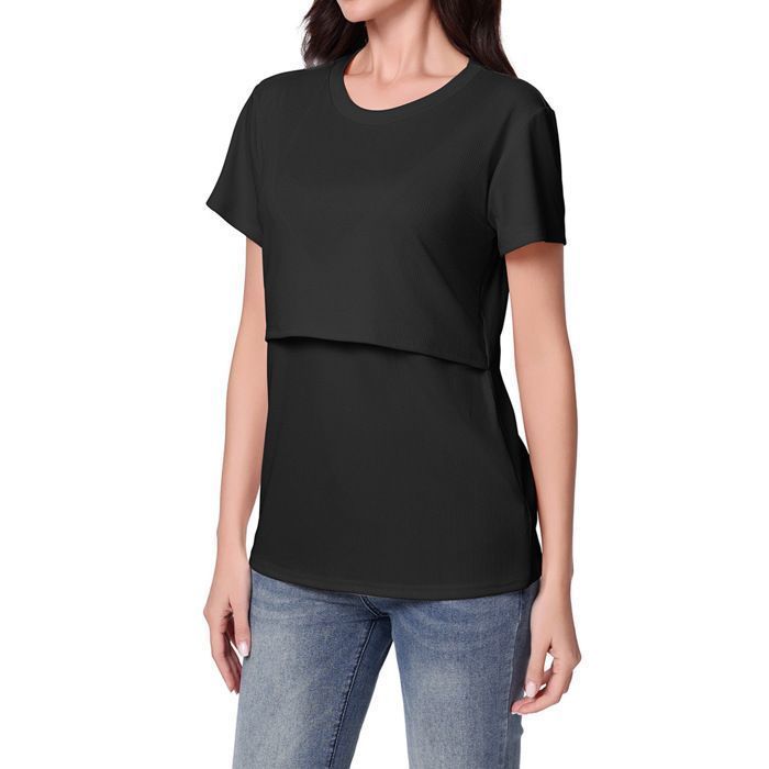 FUNMOON - Women's Nursing Tops Short Sleeve Nursing Clothes Blouse Shirt
