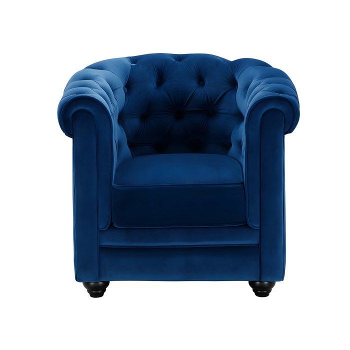 Divano a 3 posti, divano a 2 posti e poltrona CHESTERFIELD - velluto blu royal