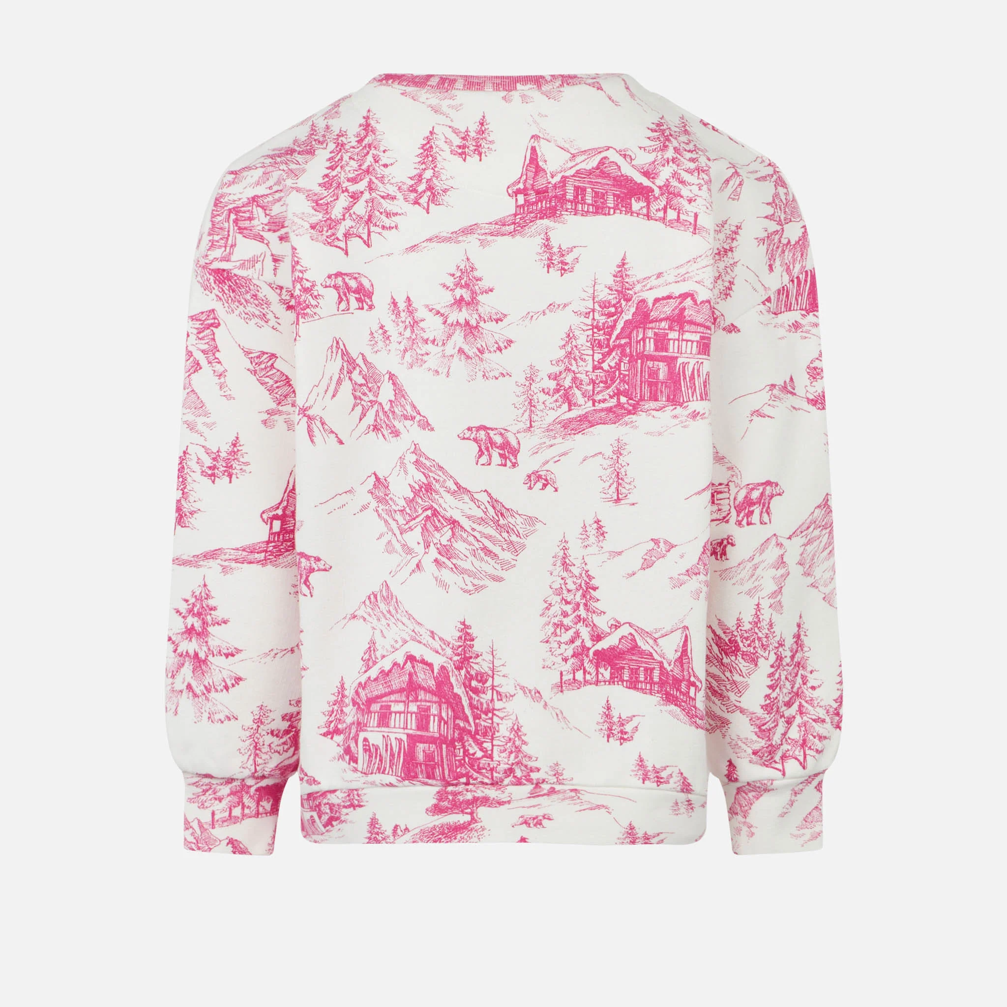 Trui met ronde hals voor meisjes met toile de jouy-print.
