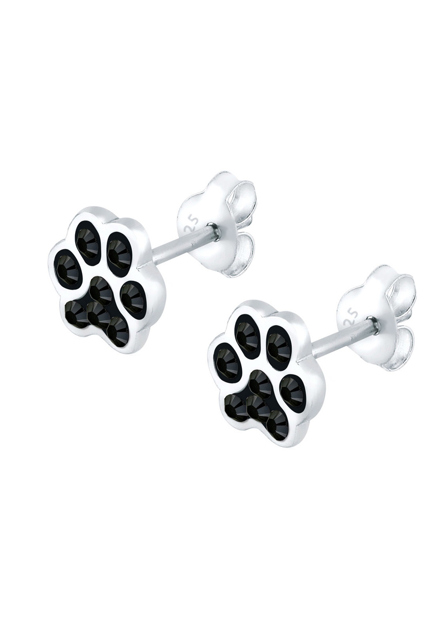 Elli Femmes Clous d'oreilles Patte Chien Chat avec Cristaux en Argent Sterling 925