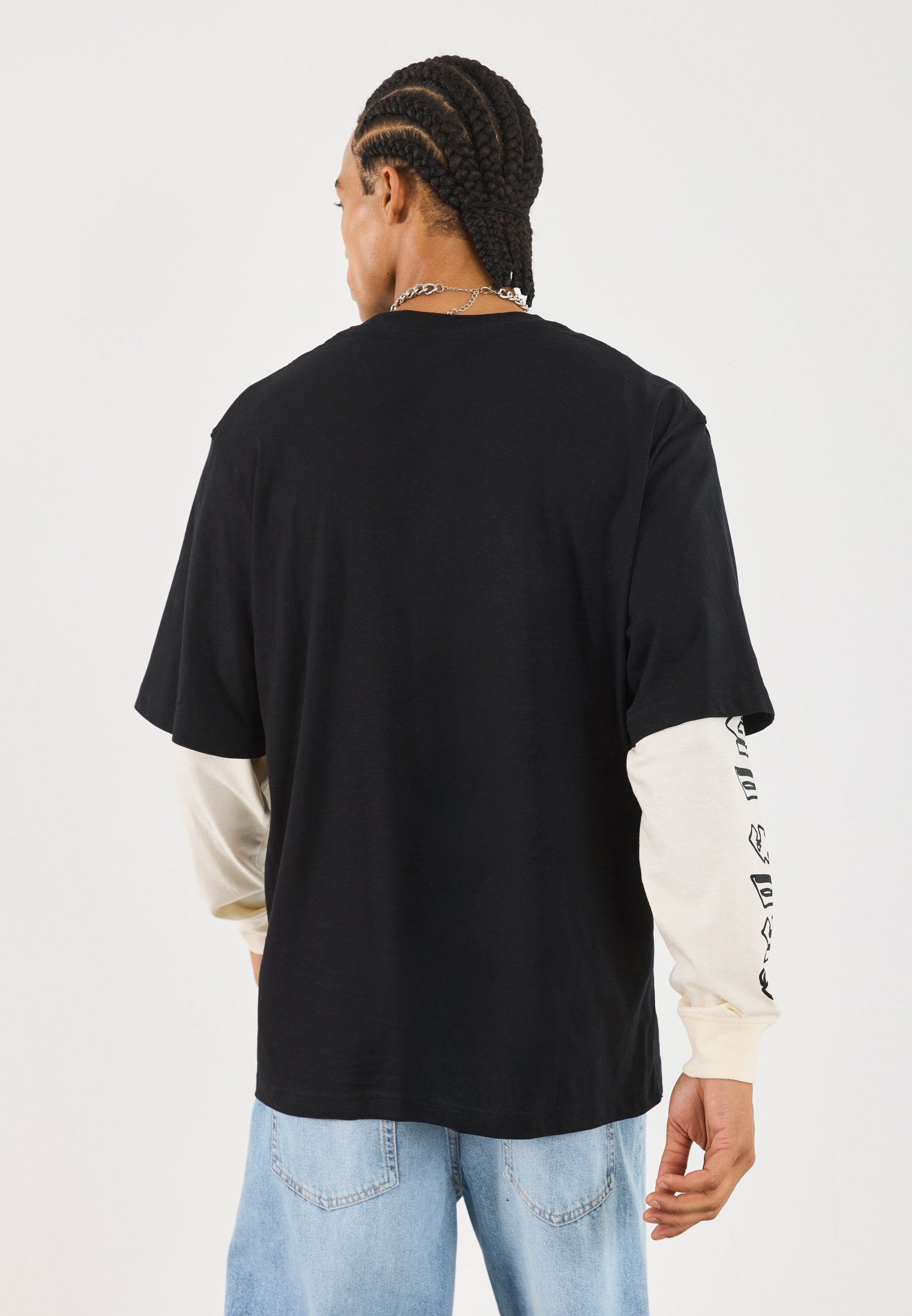 YOURTURN UNISEX - Top s dlouhým rukávem - black/white