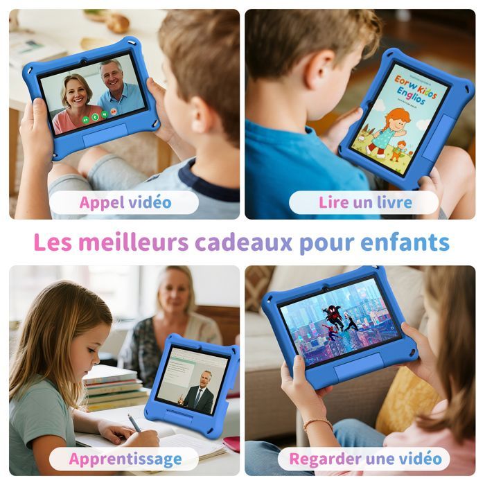Tablette Enfants - LAMZIEN 7 Pouces PAD - 4Go RAM - 64Go ROM - Contrôle Parental - avec Kid-Proof Étui