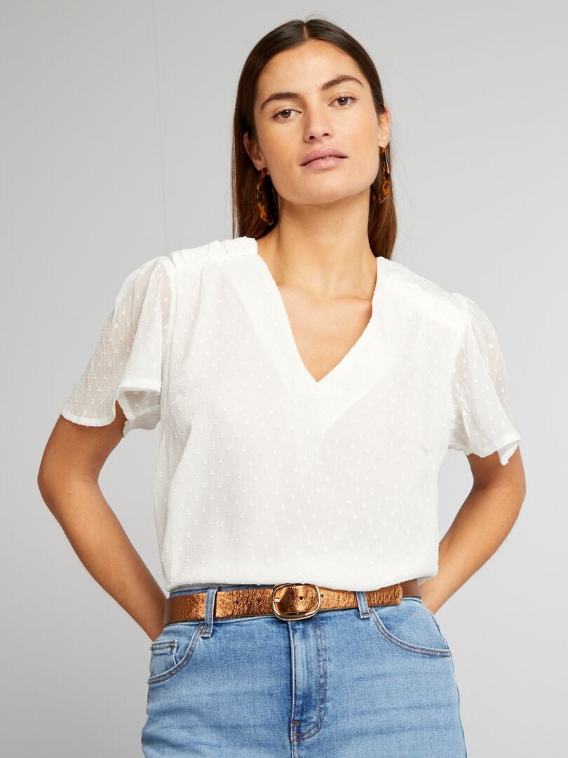 Plumetis blouse - WIT