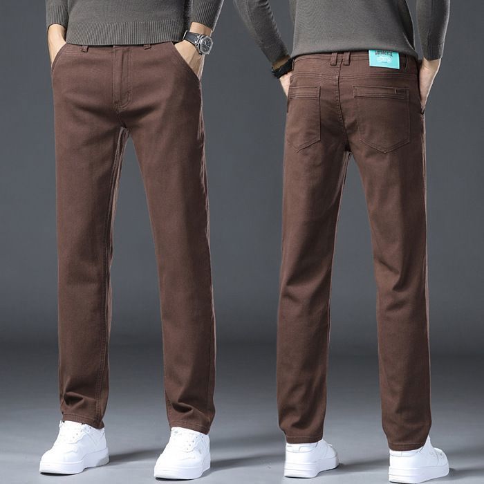 Pantalones vaqueros ajustados para hombre, tallas grandes, otoño - Marrón