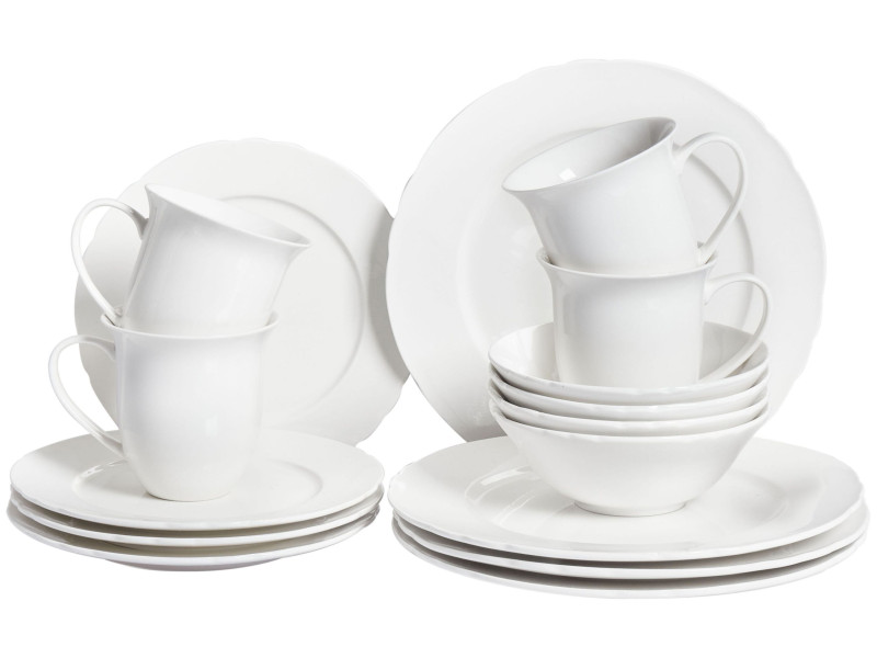 Zestaw 16 naczyń z porcelany biały