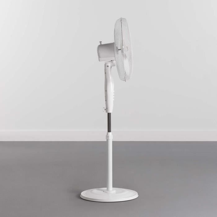 Ventilador de pedestal - THINIA HOME - Ø40cm - 40W - 3 velocidades - Branco
