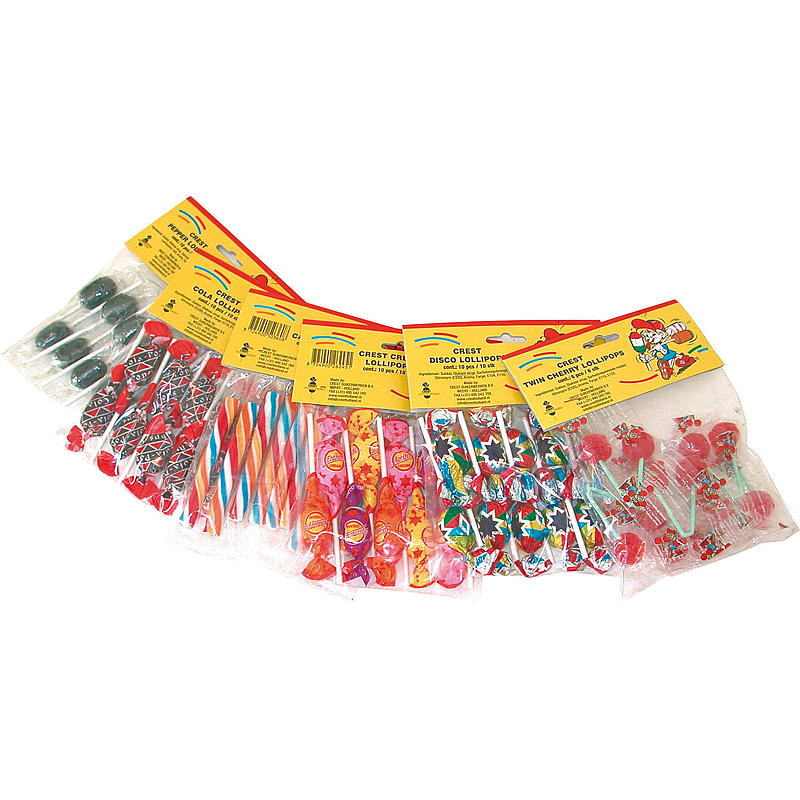 Disco lolly's, verpakking van 10 stuks.
