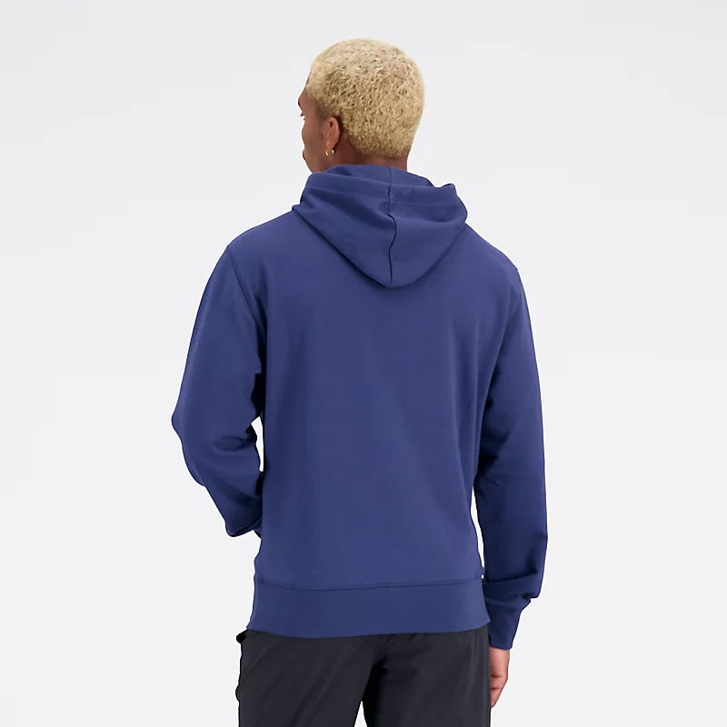Męskie bluzy z kapturem z dzianiny frotte z logo Stacked Essentials – NB NAVY