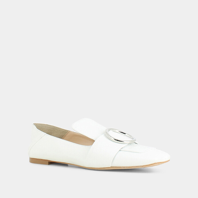 Mocassins à boucle  en cuir blanc