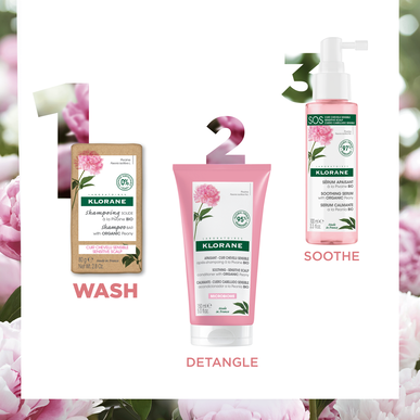 Klorane Peony -shampoopala, herkälle päänahalle, kiinteä shampoo, Peony BIO Soothing 80g 80g