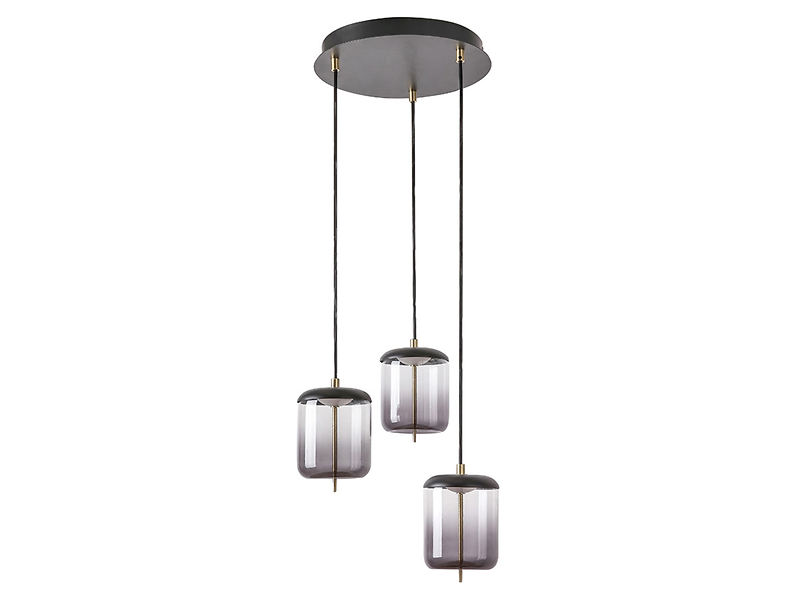 Lampa wisząca Delice LED 3-punktowa szklana czarno-złota