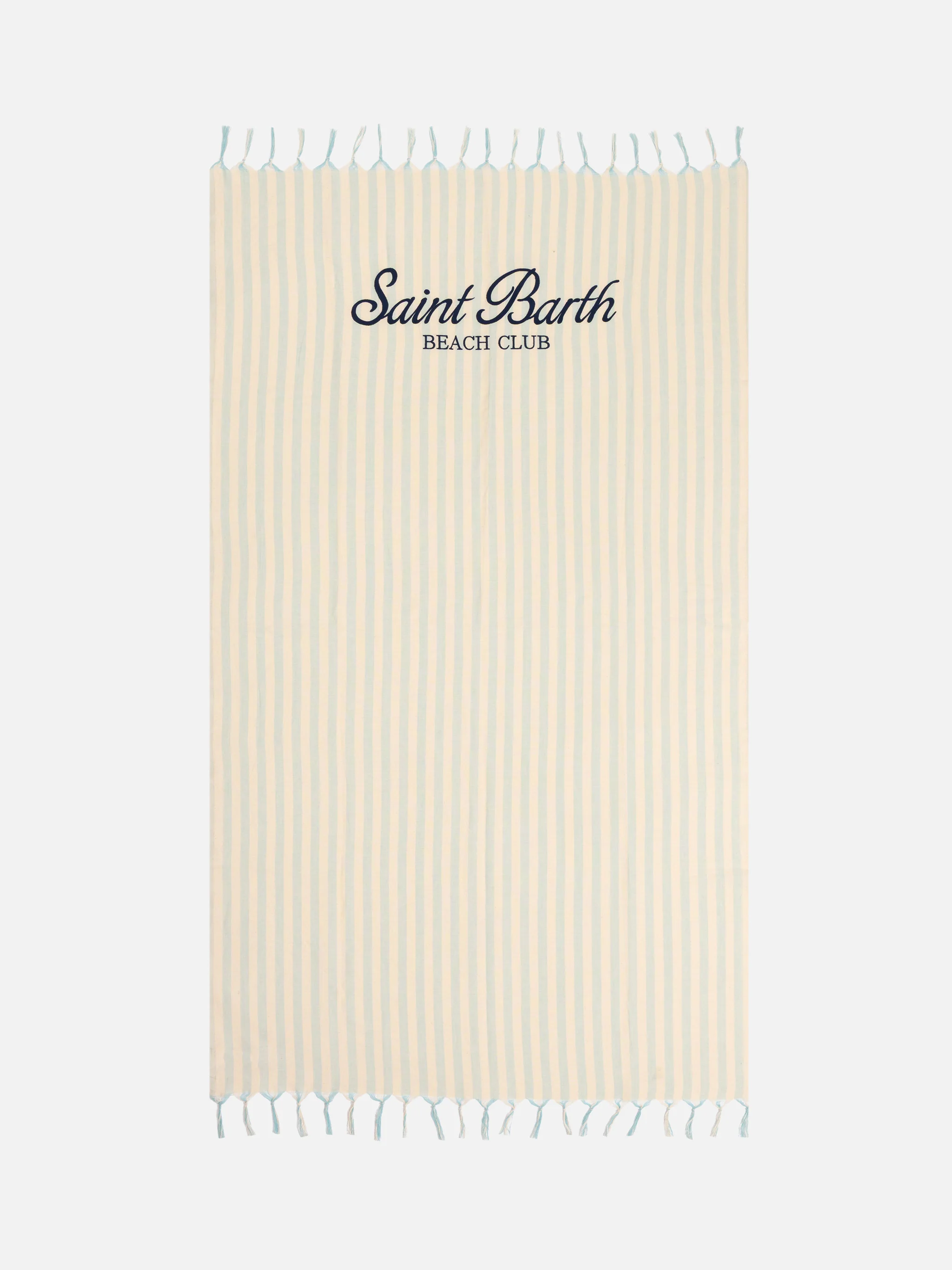 Telo mare Fouta in cotone leggero con stampa a righe bluette