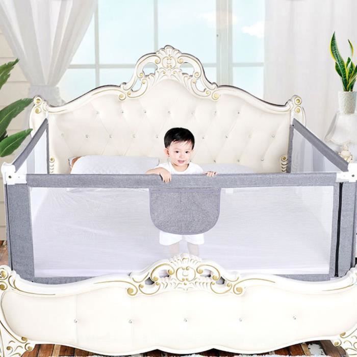 Barrière de lit bébé - JEOBEST - GOLDCMN - Universel - Gris - Réglable - Mixte