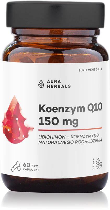 Cápsulas de suplemento alimentar Aura Herbals Coenzima Q10 150 mg com coenzima Q10