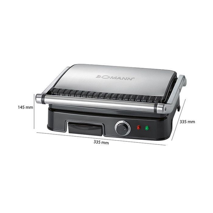 Plancha Gril et Panini - Bomann - KG 2242 CB - Noir - 2000 W - Surface de cuisson 29,5 x 23,5 cm