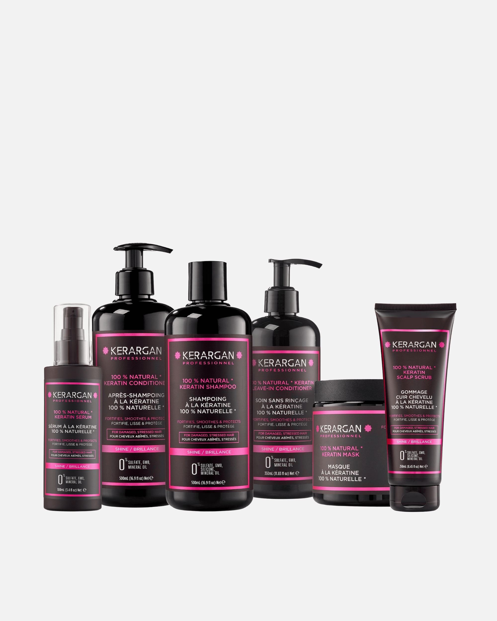 Kerargan Kerargan - Kit Complet Ultra Réparateur à la Kératine - 3x500ml + 100ml + 350ml + 250ml