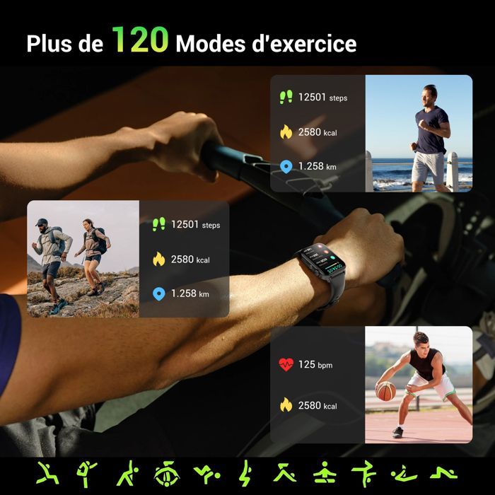 Smartwatch Blackview per uomo e donna, sportivo, con GPS, funzioni di chiamata, impermeabile IP68, schermo da 1,91