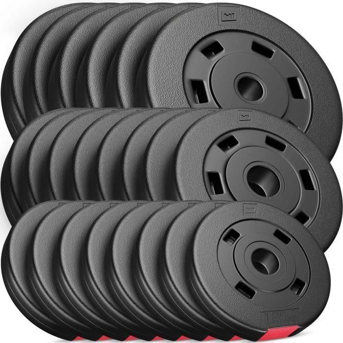 Hop-Sport 60 kg muoviset painolevyt, Ø 31 mm, 30 mm painolevyt tangoille, 6x5, 8x2.5, 8x1.25 kg