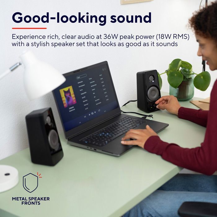 Altavoz Trust Tytan 2.0 para PC, 36 W, conector de 3,5 mm, alimentación USB, para PC, portátil, tableta y smartphone.