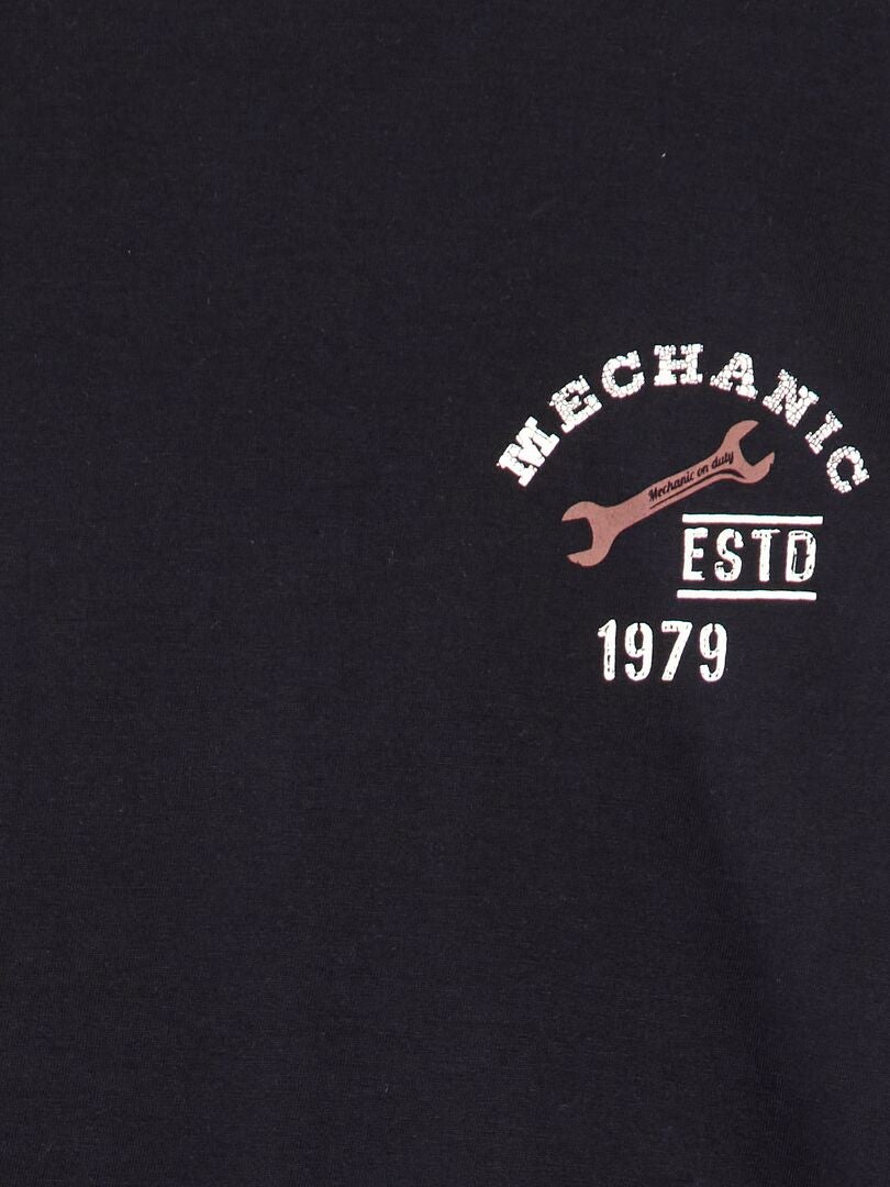 T-shirt met bedrukte achterkant - ZWART