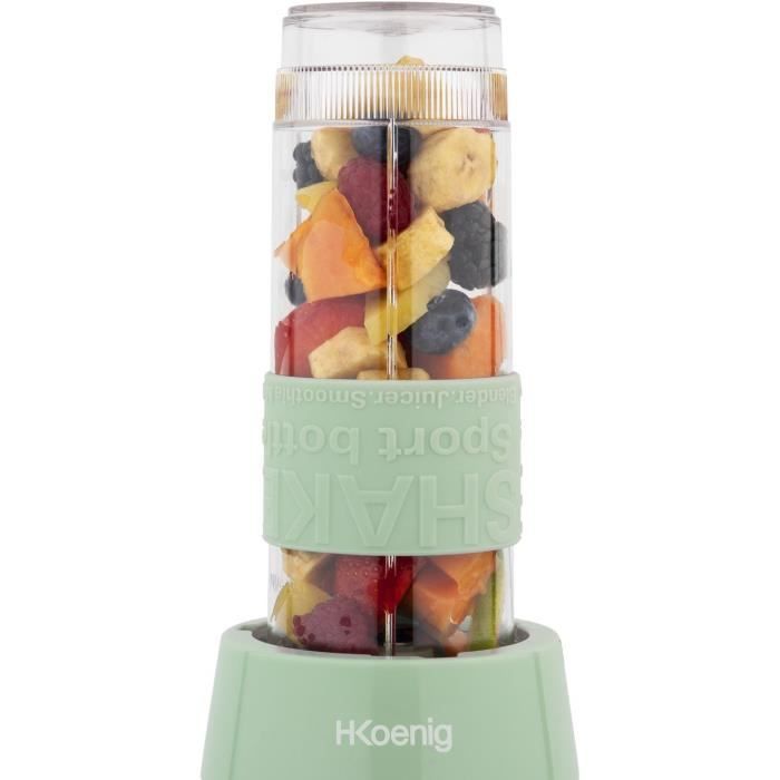 Mini blender - H.KOENIG - SMOO18 - 300 W - 570 mL - Pastel green - 2 bottles included - BPA free