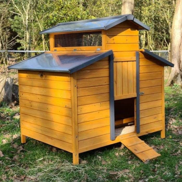 Farmer XL Chicken Coop for 6 to 8 Hens, FSC Certified Wood, Black Shingle Roof