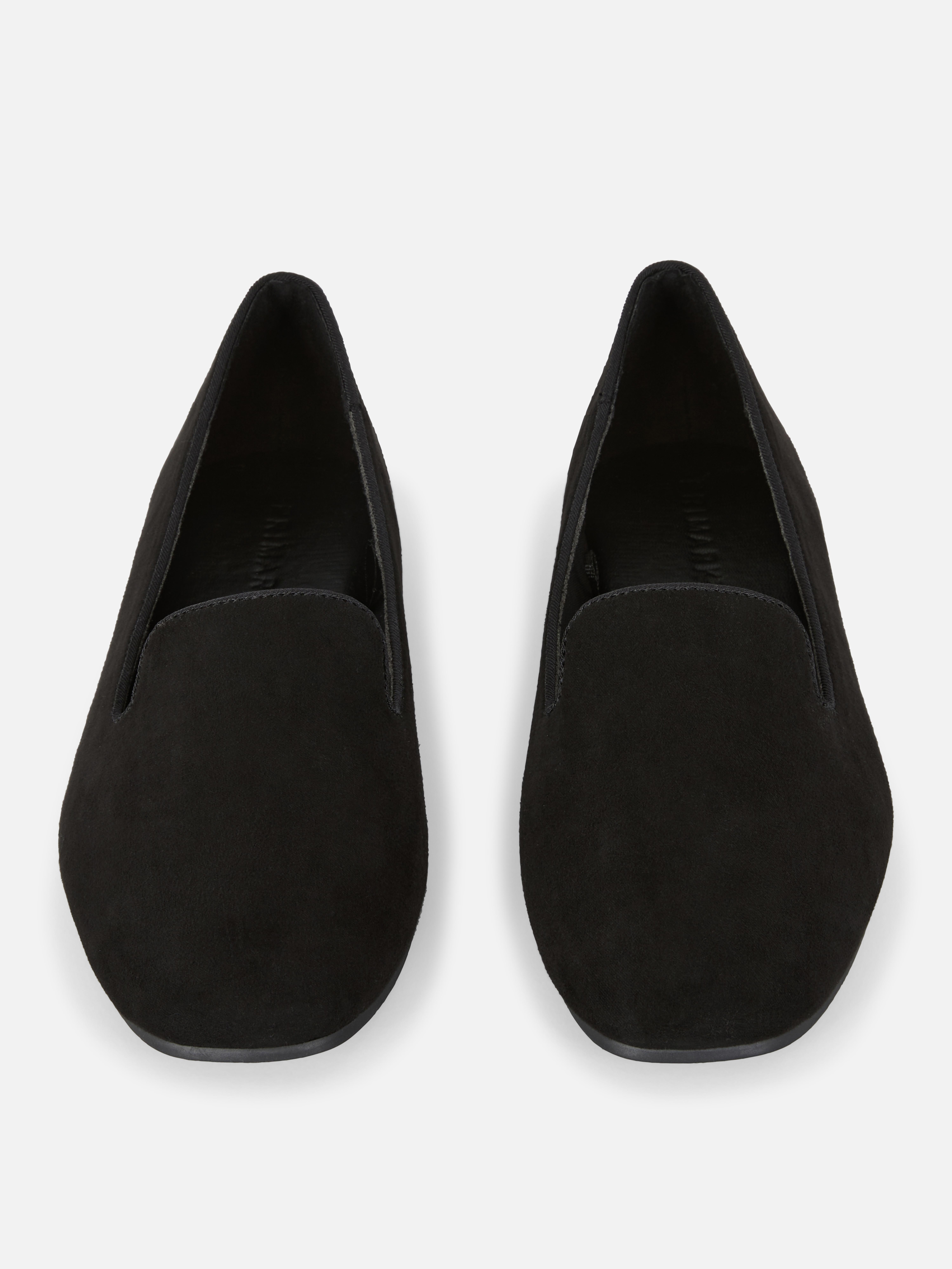 Pantofi cu toc plat din piele întoarsă Pantofi cu toc plat, vârf pătrat și model slip-on
