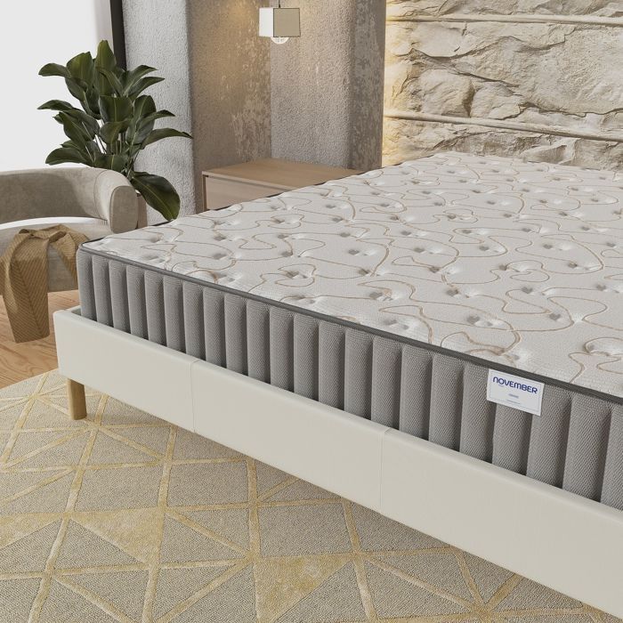 Mattress + Bed Base (180 x 200cm) - Orionis Memory Foam Mattress 16cm + Stable Wooden Bed Base, White Fabric Cover